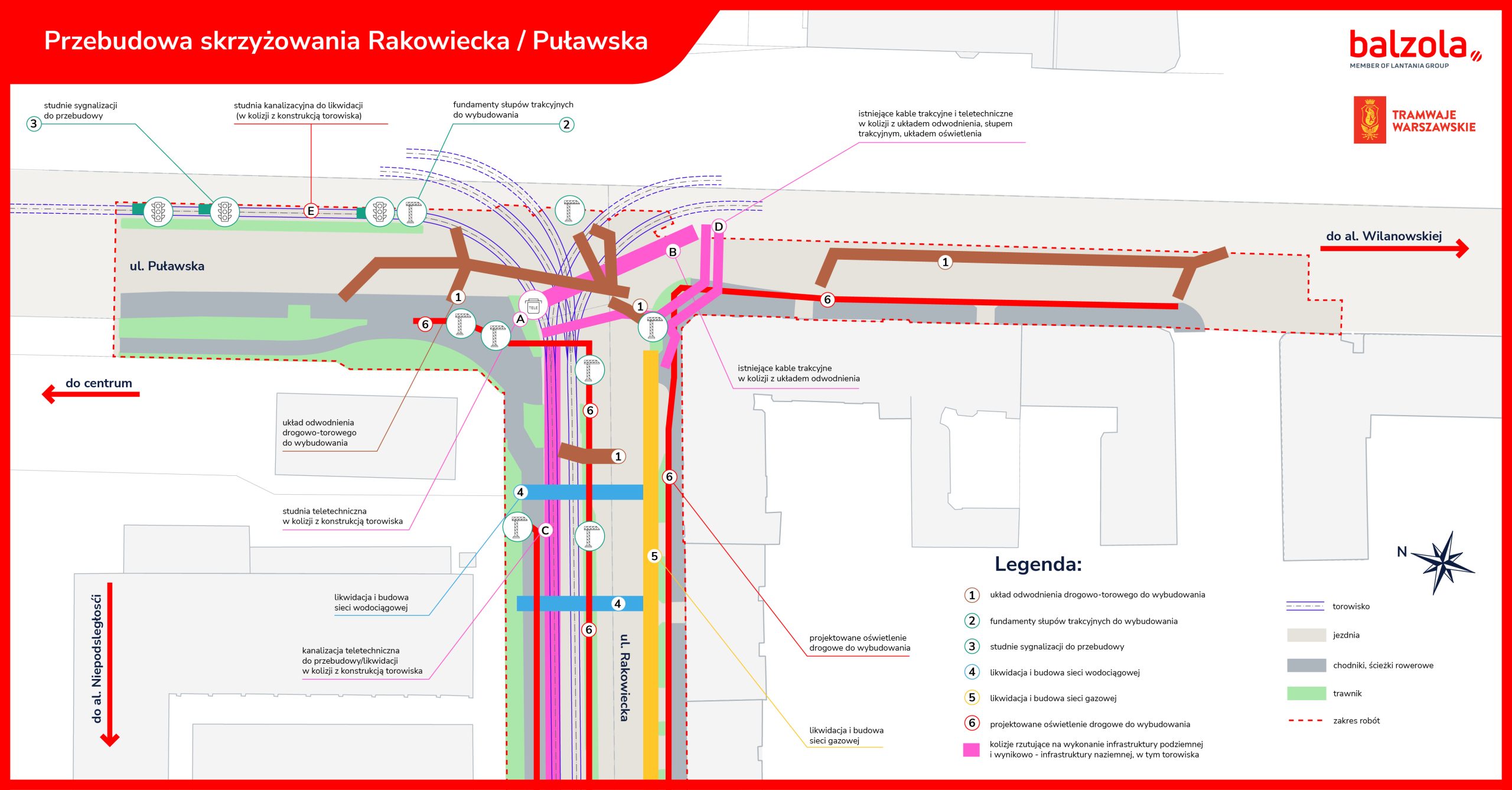 Przebudowa sieci poziemnych na skrzyżowaniu Puławska - Rakowiecka