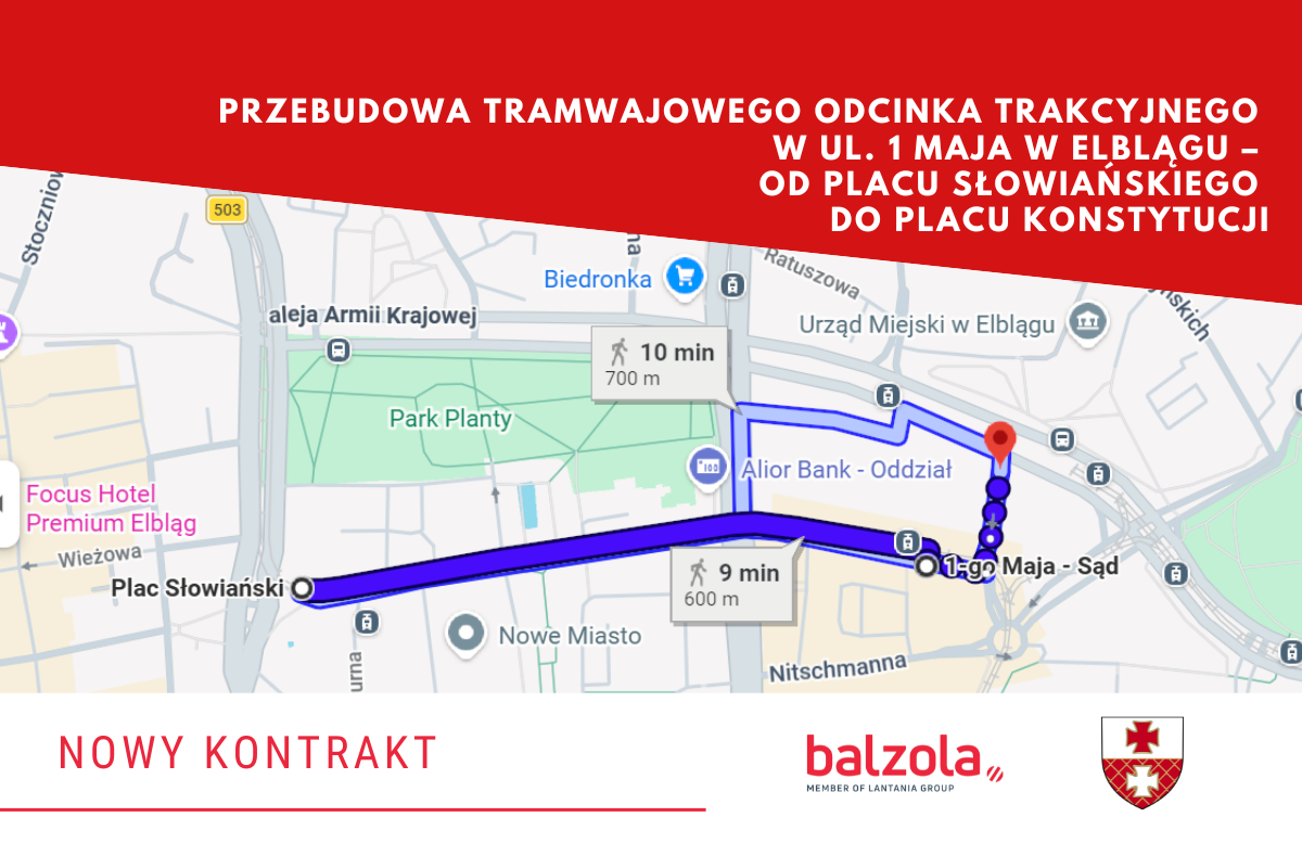 Nowy Kontrakt przebudowa ul. 1 Maja w Elblągu